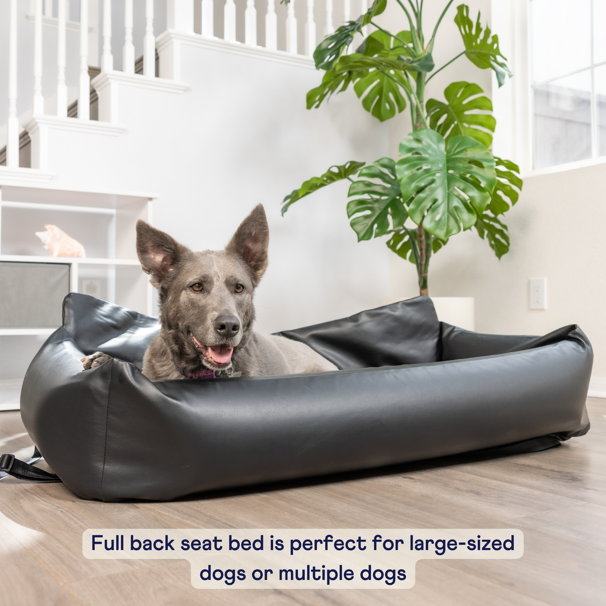 PupProtector™ Faux Leather Memory Foam Dog Car Bed - Black
