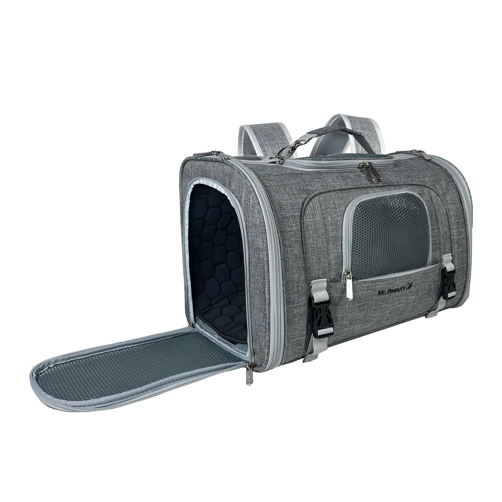 Mr. Peanut's Monterey Series Airline Compliant Horizontal Backpack Pet Carrier Medium / Deja Blue