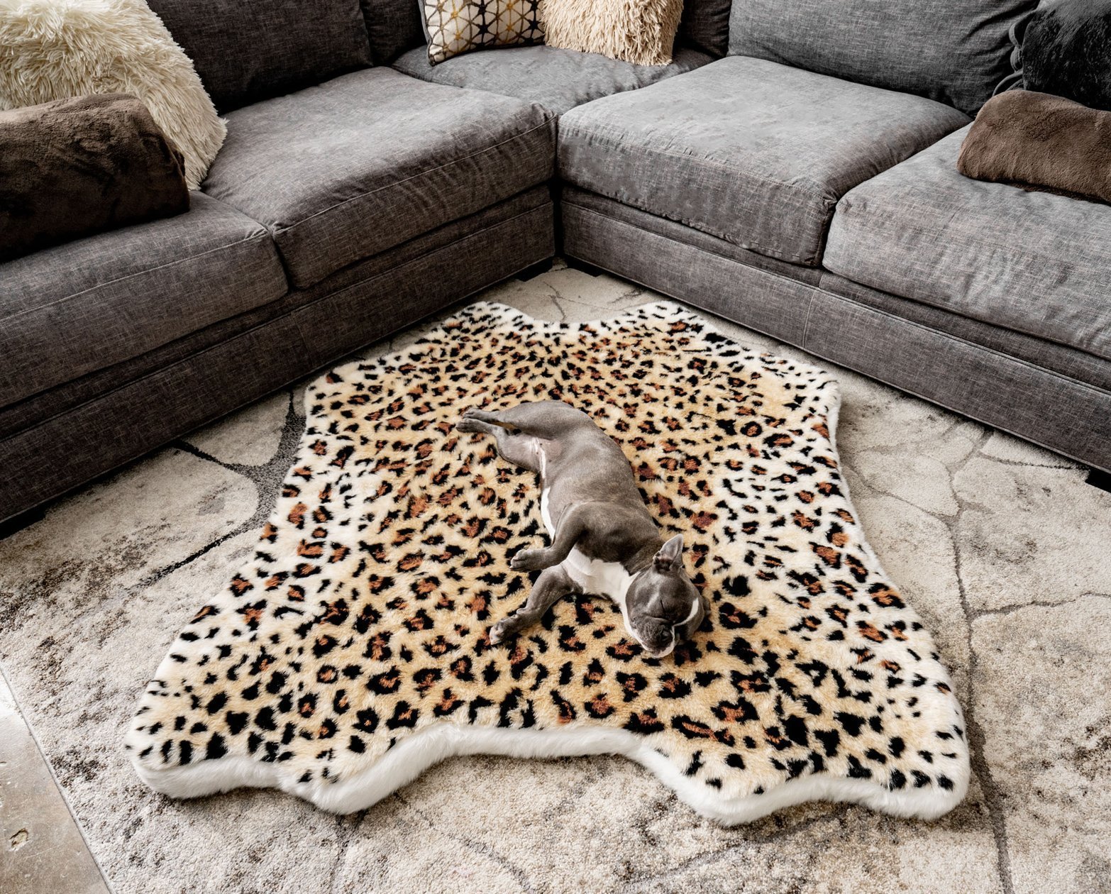 PupRug™ Animal Print Memory Foam Dog Bed - Cheetah Faux Print